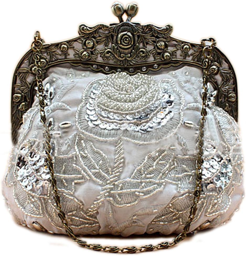 Belsen Women's Vintage Beaded Sequin Flower Evening Handbags