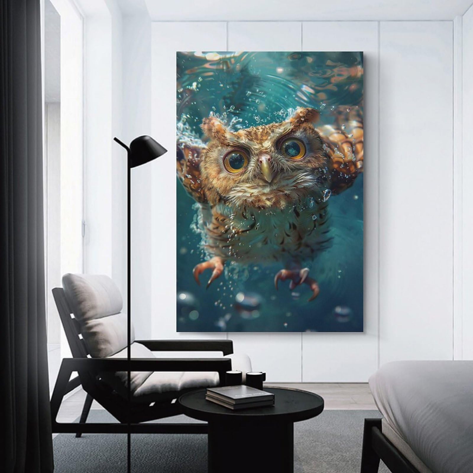 Junmoney Owl Home Decor Wall Art, 24x36inch(60x90cm), for Living Room, Bedroom Or Home Office, Home Decor Gift with Stylish Appeal