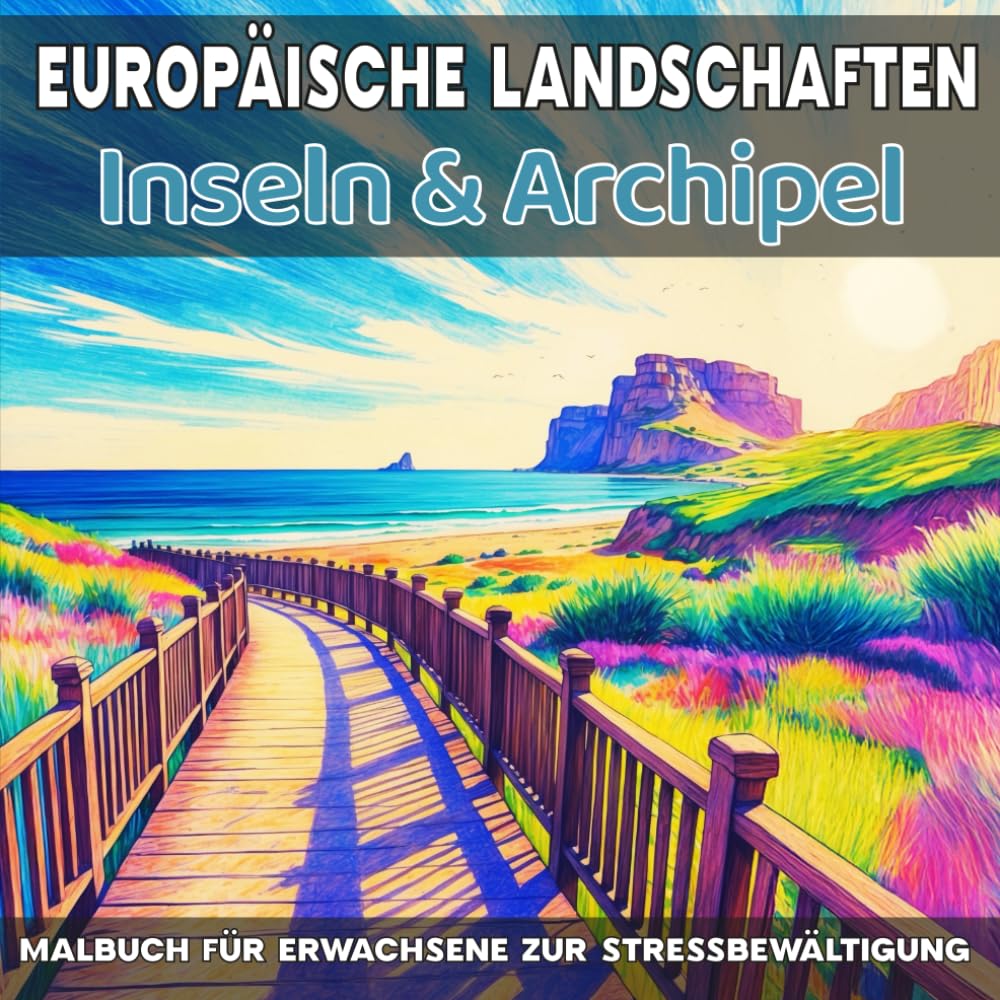 Europäische Landschaften: Inseln & Archipel - Malbuch für Erwachsene zur Stressbewältigung: 40 einzigartige Naturlandschaften zum Ausmalen