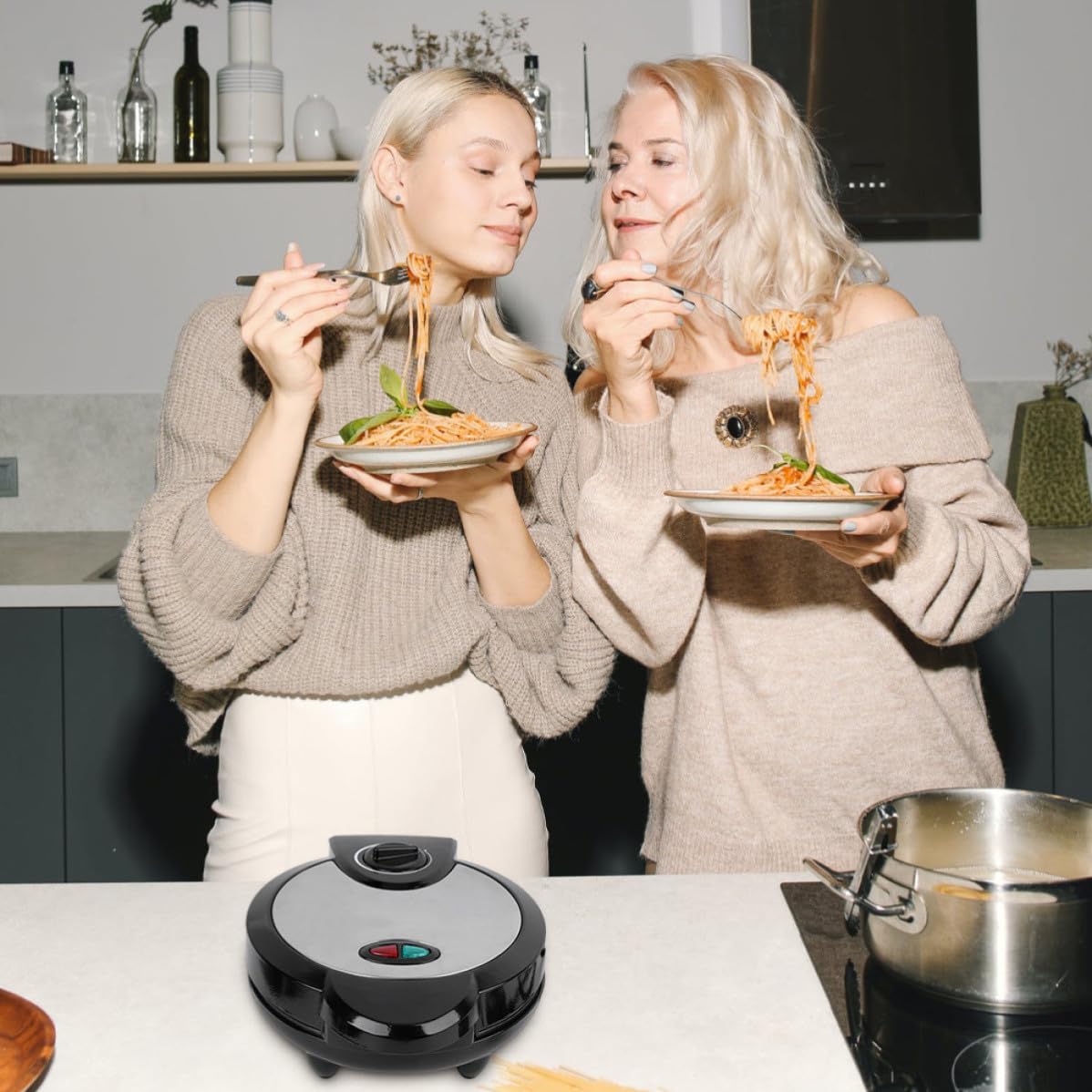 INOOMP Elektrische Pfannkuchenmaschine Schwarz aus Kunststoff und Edelstahl Backzubehör zum Rollen und Eisrollen Herstellen für Küchenutensilien Zubereitung