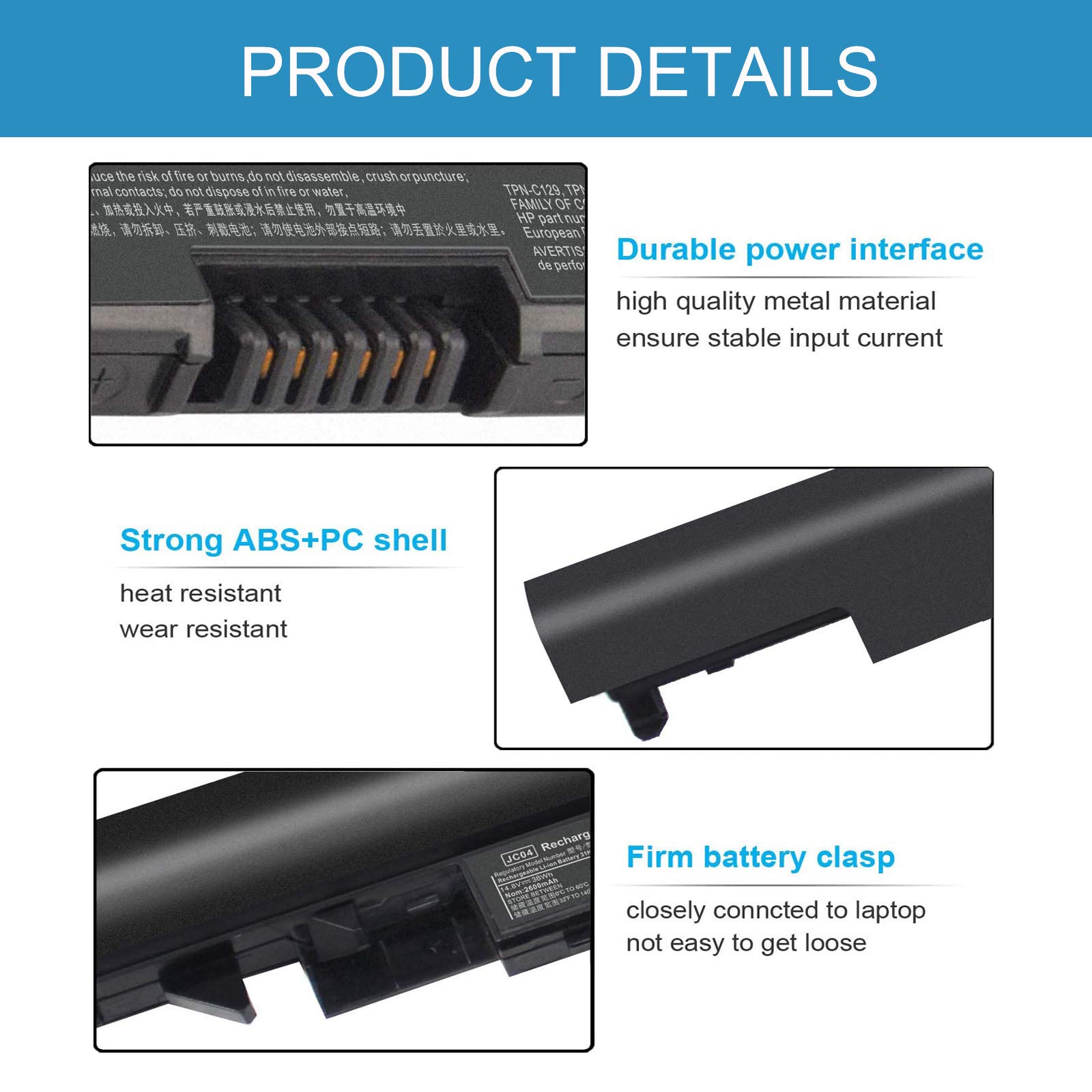 Batteria Per HP 250 G6, 255 G6, 240 G6 - 14.8V, 2800mAh, Compatibile JC03 JC04