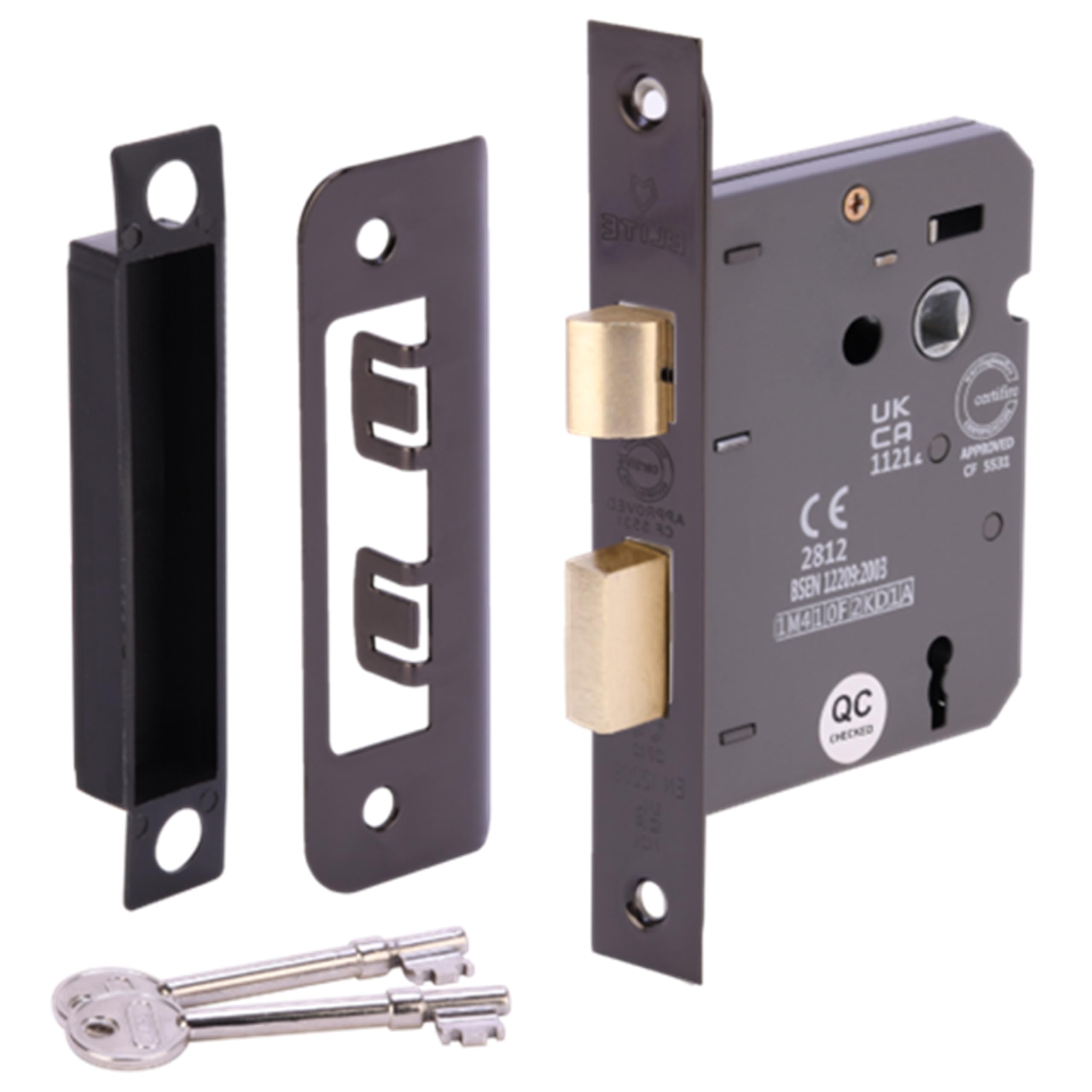 Hunta Black Nickel Handlezone® 76Mm (3 Inch) 3 Lever Mortice Sashlock For Internal Timber Doors, Security Key Operated Lock, Reversible Latch, Ce & Ukca Approved - Fire Rated - 57Mm Backset