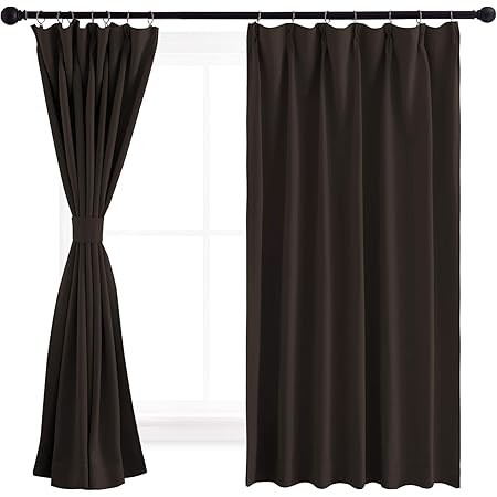 Amazon Nicetown カーテンセット 1級 遮光カーテン 断熱 防寒 幅100丈80cm ブラウン 2枚セット 間仕切り 防音 ホーム飾り インテリア おしゃれ 小窓 腰窓 出窓 キッチン 部屋 リビング カーテン オンライン通販