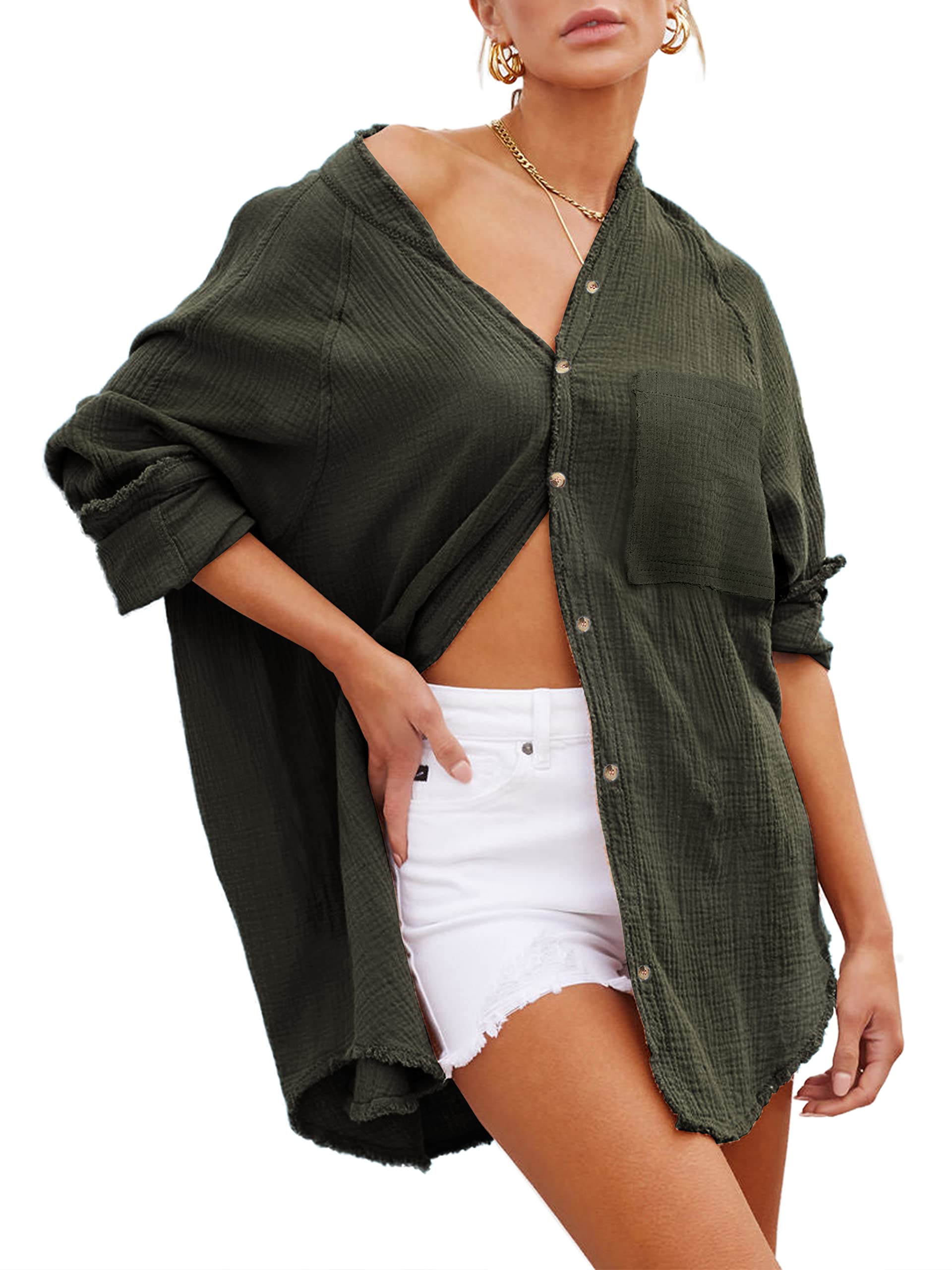 SucolanWomen's Swimsuit Coverups Button Down Shirts for Women Bathing Suit Bikini Beach Cover Ups for Women