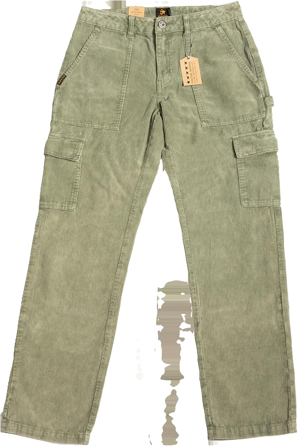 FIVESTAR GENERAL Women's Carpenter Cargo Corduroy Pant, Low-Rise, Sits Below Waist, Button Closure with Zipper Fly