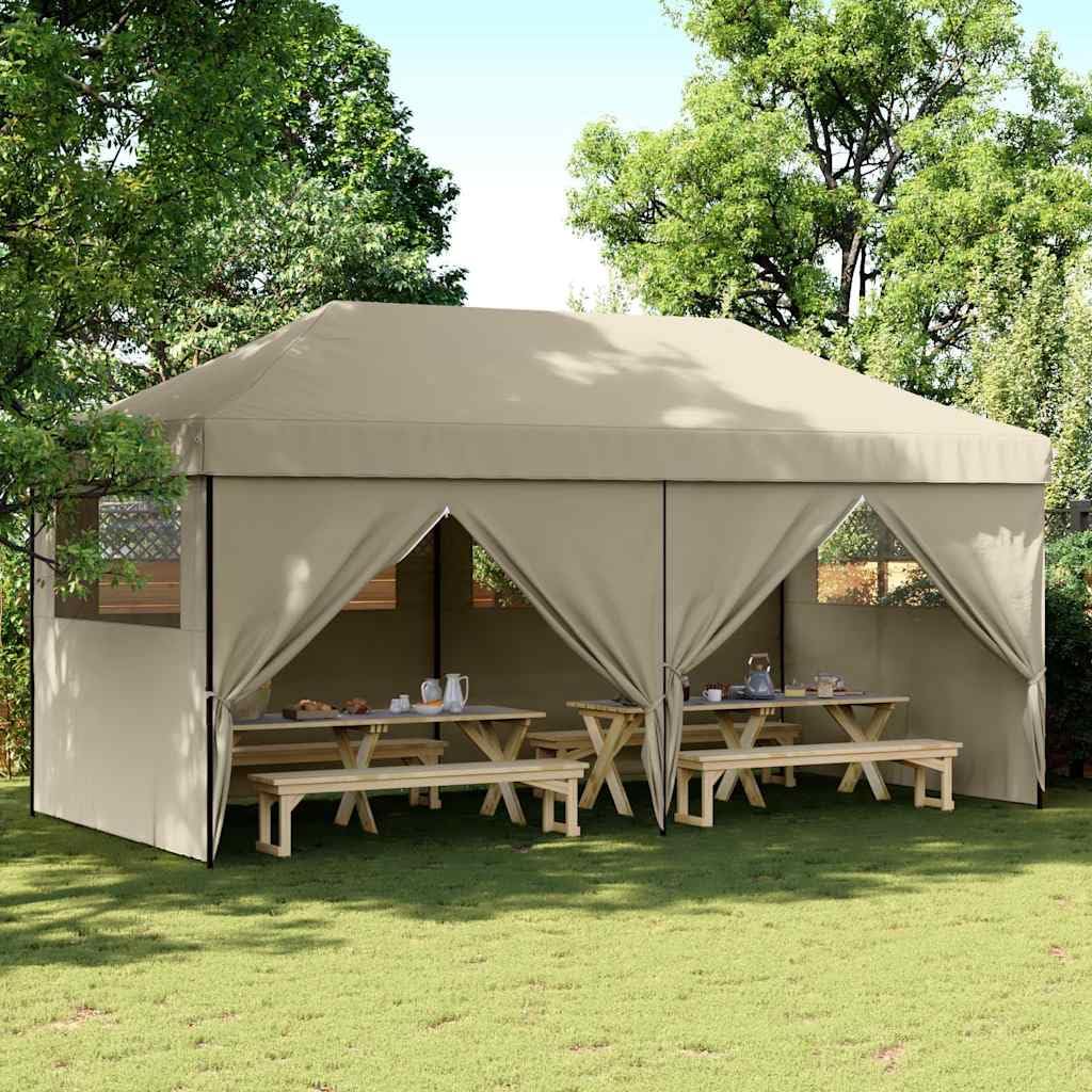 Carpa plegable para fiestas con 4 paredes laterales, ventanas transparentes y 2 entradas, tela Oxford con revestimiento de PVC, estructura de acero pulverizado