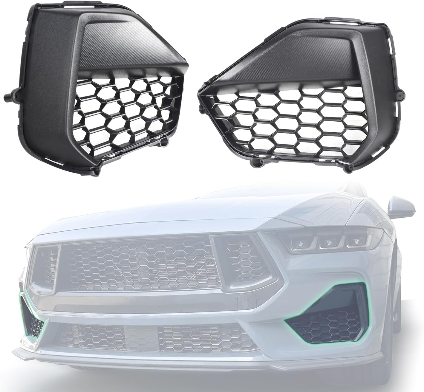 Front side vent trim cover Bumper Side Grille Trim Cover Compatible with Ford Mustang S650 GT 2024 2025, Front Lower Intake Air Duct Vent Cover for Mustang GT/GT Premium Accessories