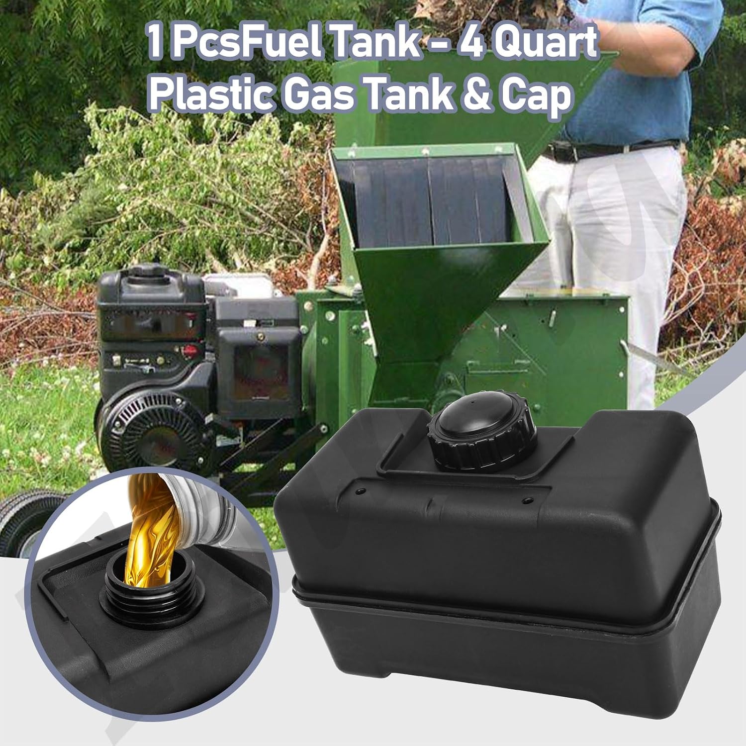 691993 Fuel Tank, 4 Quart Plastic Gas Tank & Cap for B&S Engines