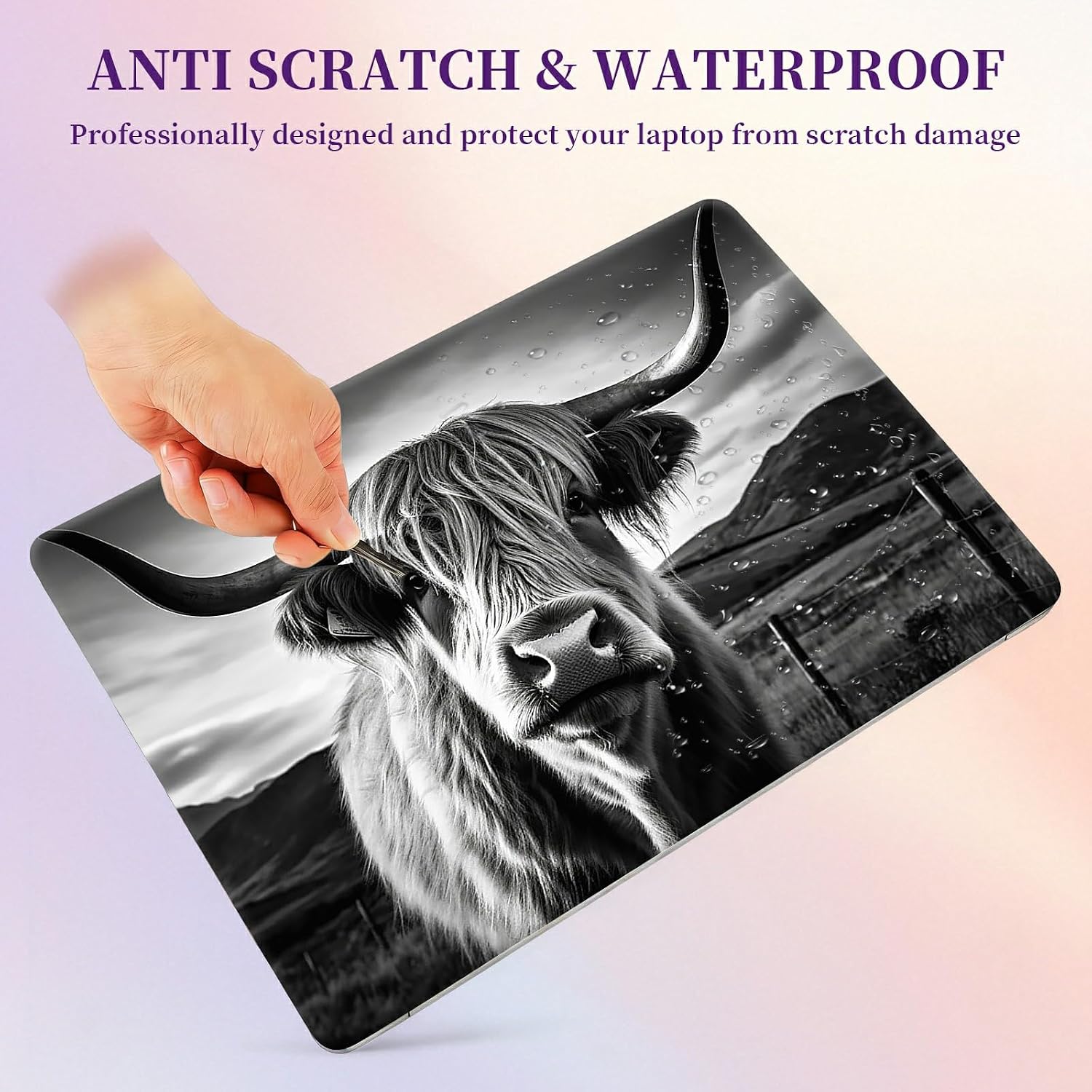 Laptop Skin Sticker Laptop Cover for 12" 13" 13.3" 14" Laptop Stickers,Reusable Skin Sticker Cover Personalized Art Waterproof & Scratch-Resistant Protector Case,Cow