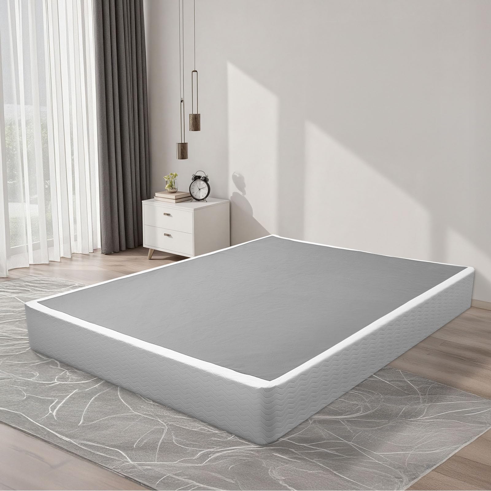 VEVOR Somier para Cama Tamaño de 2010 x 230 x 1515 mm, Soporte para Colchón, Capacidad de Carga de 1587 kg, Reducción de Ruido, con Cubierta de Tela, Marco de Metal, Protección de Rincones Redondeados