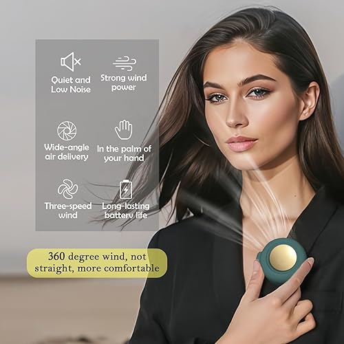Miniatura 4 de Ventilador portátil, ventilador de clip de carga USB, mini ventiladores silenciosos de 3 velocidades, ventiladores sin aspas giratorios de 360
