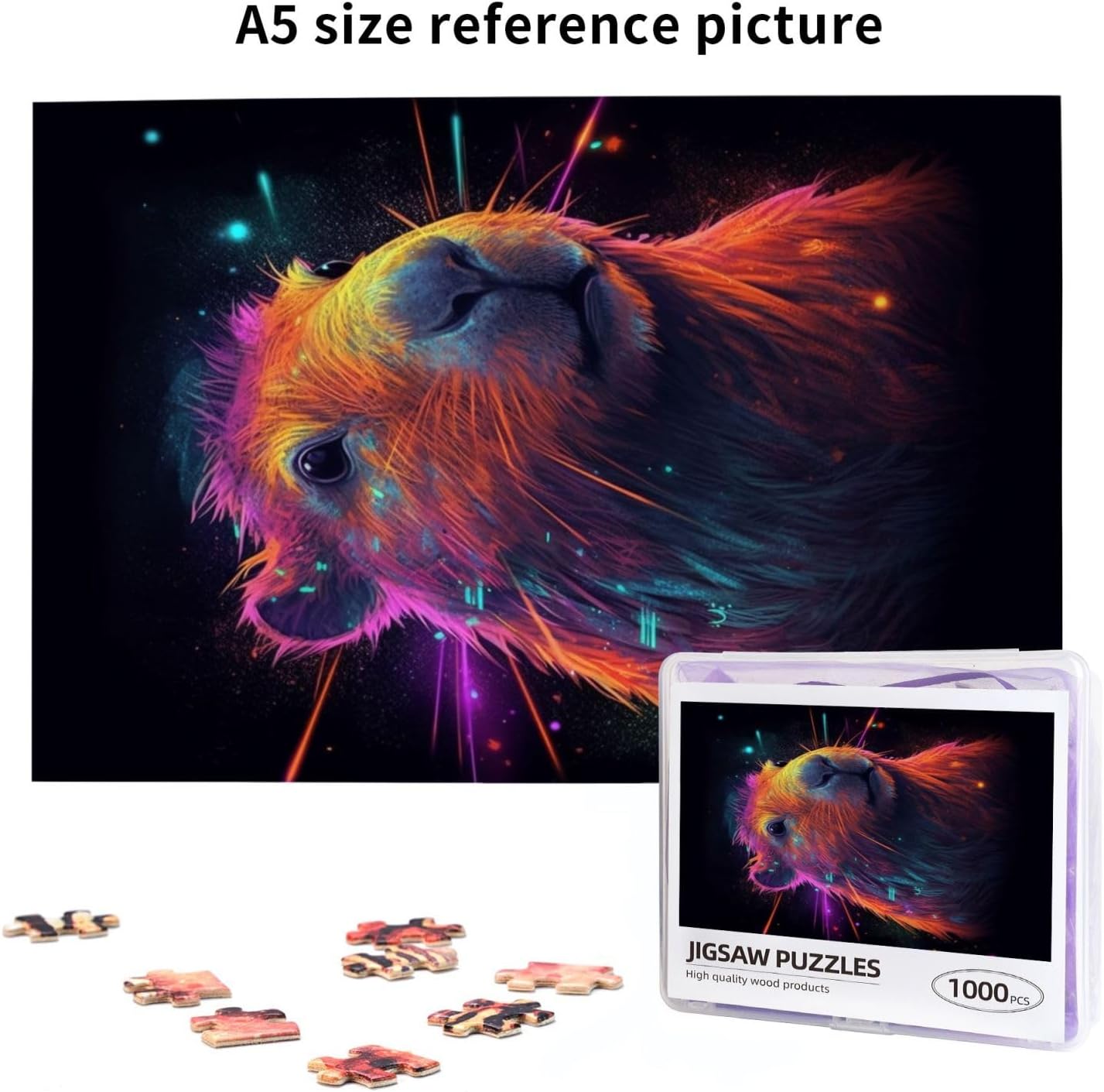 Capybara Wooden Jigsaw Puzzle 1000 Piece Surprise for Family Home Decor Art Puzzle,Unique Birthday Present Suitable for Teenagers and Adults for Kid,29.5 X 19.6 Inch