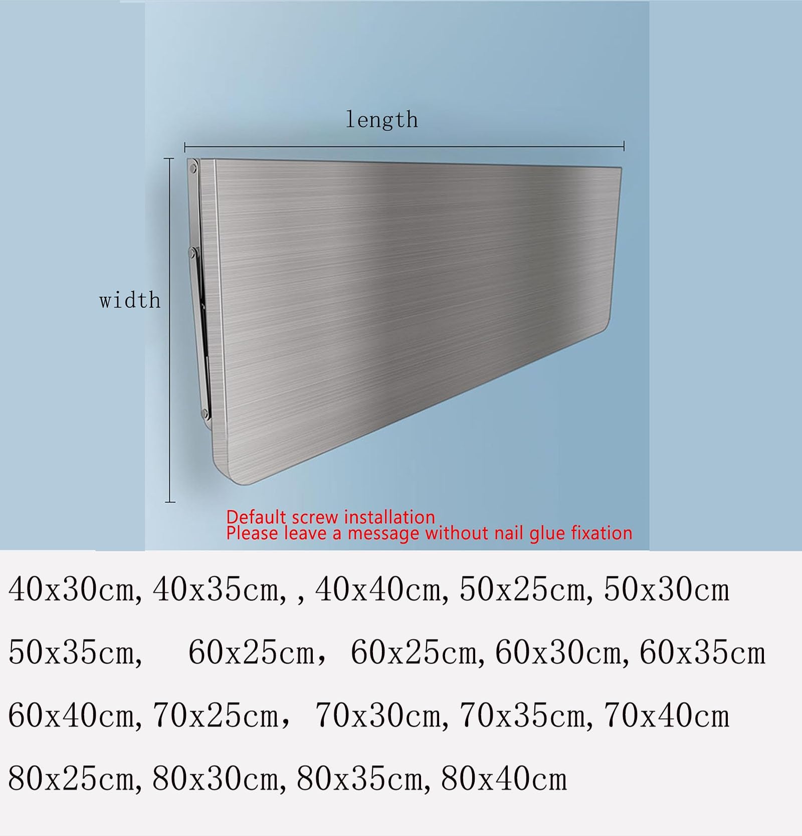 Mesa plegable de pared de acero inoxidable, diseño que ahorra espacio para cocina o comedor, 50 x 30 cm, ideal para espacios de vida compactos