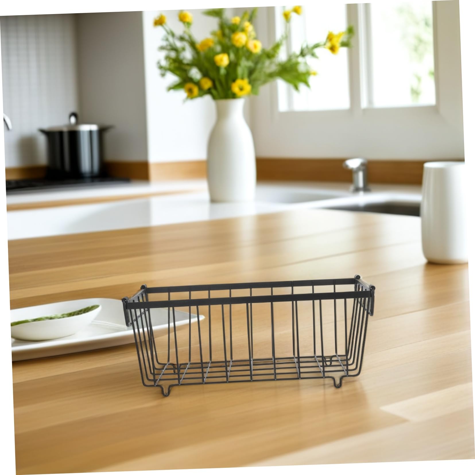 VILLCASE 4piezas Cestas De Almacenamiento Para Congelador y Refrigerador Organizadores De Alambre Con Asas Para Despensa De Cocina Cestas De Hierro Para Almacenamiento De Alimentos