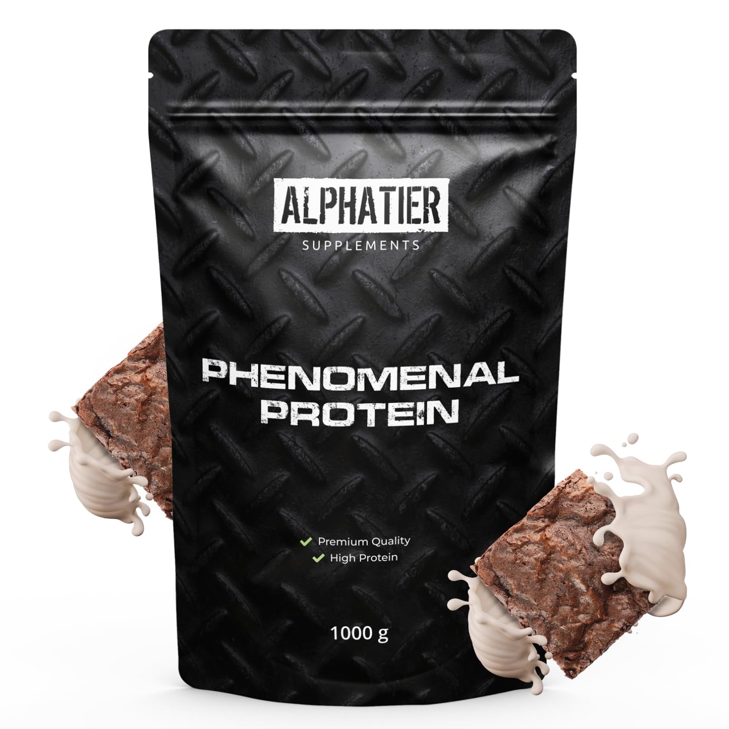 Alphatier Polvere proteica con Amminoacidi Chocolate Brownie 1 kg - Protein Powder - 78% di Contenuto proteico - Miscela di Proteine al Cioccolato + EAA - Brownie al Cioccolato
