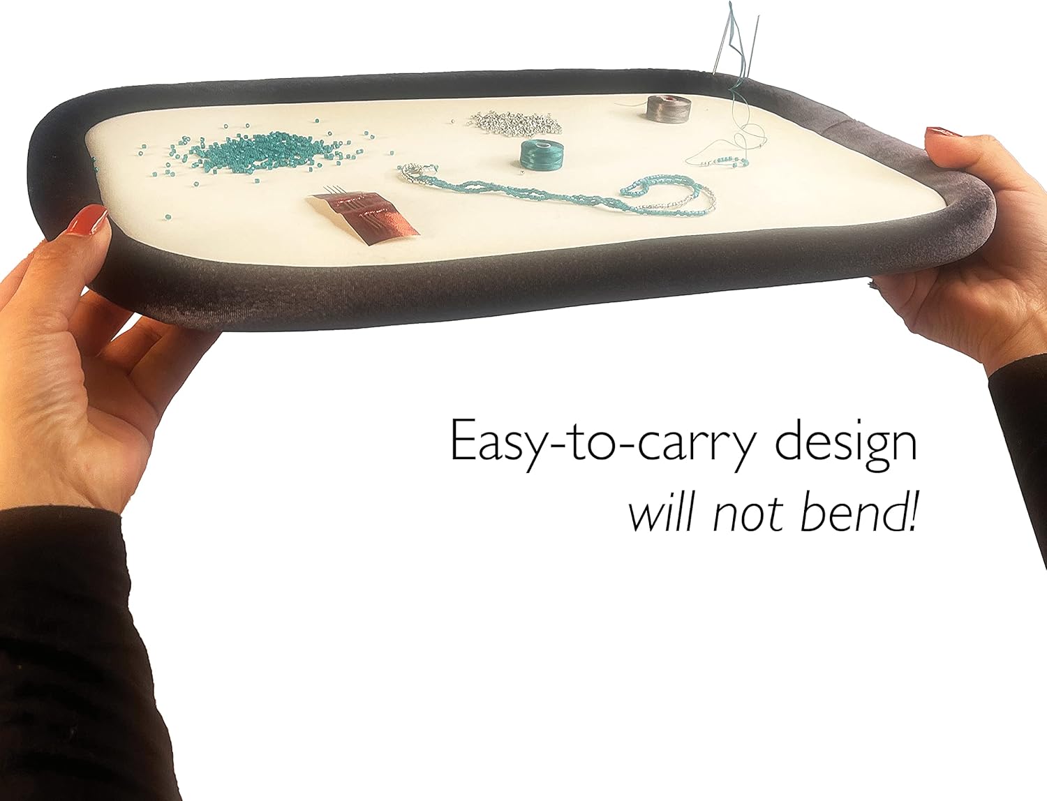 The Beadsmith Craft Bumper – Basic Elements – Rectangle Shape, 17.75” x 11.75”, 1” Bumper Border, Sturdy Design Tray with Raised Edge, Excellent for Beading, Jewelry Making & DIY Hobbies