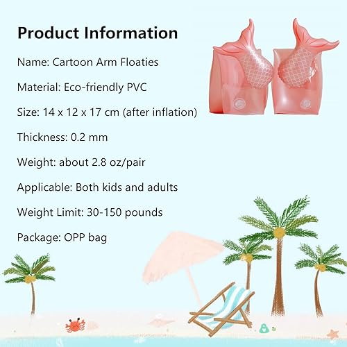 Miniatura 3 de Flotadores de brazo para niños, flotadores de brazo de piscina de dibujos animados, flotadores inflables de PVC para niños de 3-5-6-12 años
