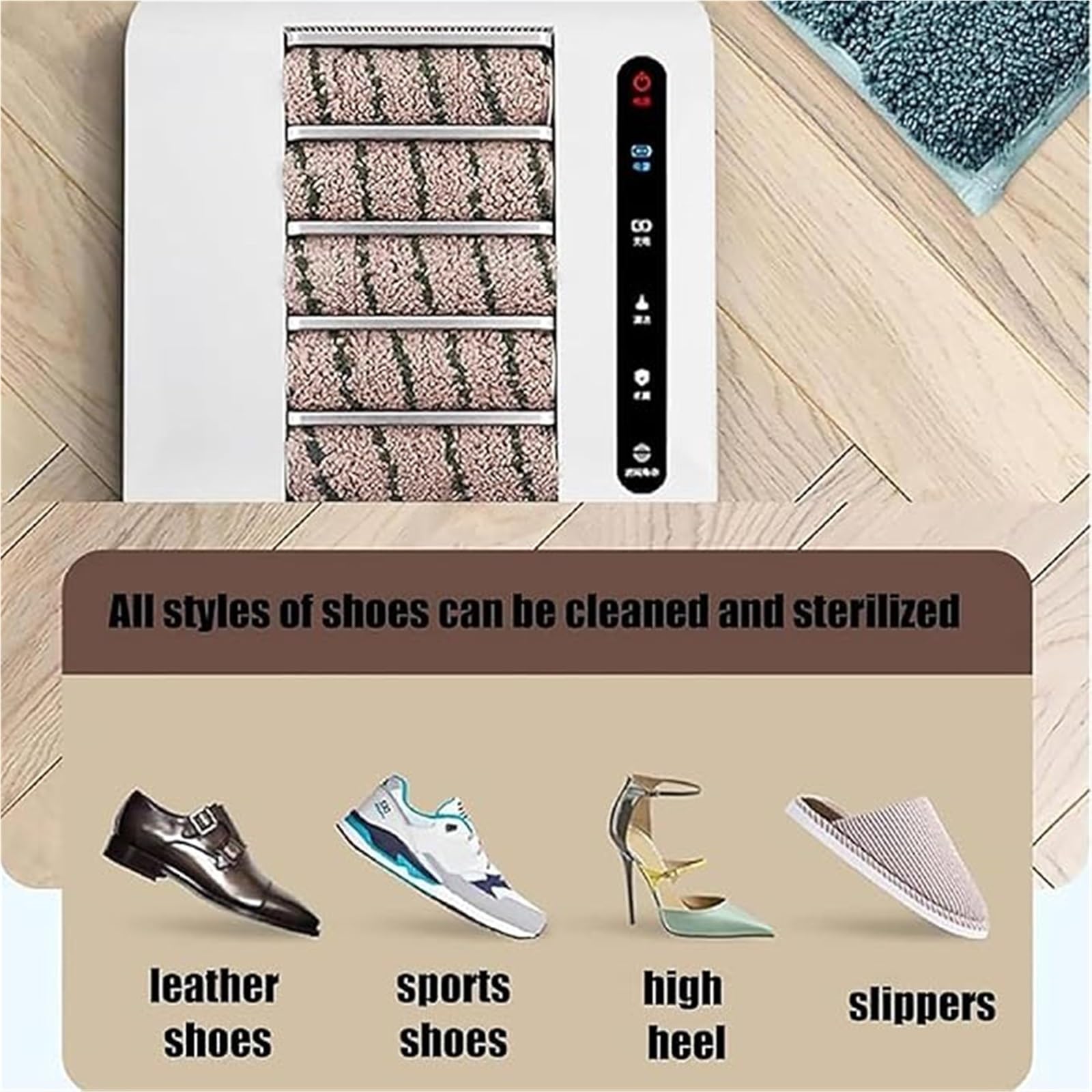 Pulidora eléctrica de zapatos de inducción, máquina automática de limpieza de suelas, succión de 1000 Pa, 260 RPM, sin agua para el hogar, oficina y uso comercial