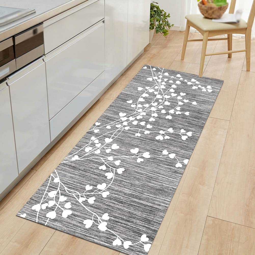 Tapis De Couloir Lavable Antidérapant Simurq 80x200cm - Anthracite - Pour Cuisine, Entrée, Salon