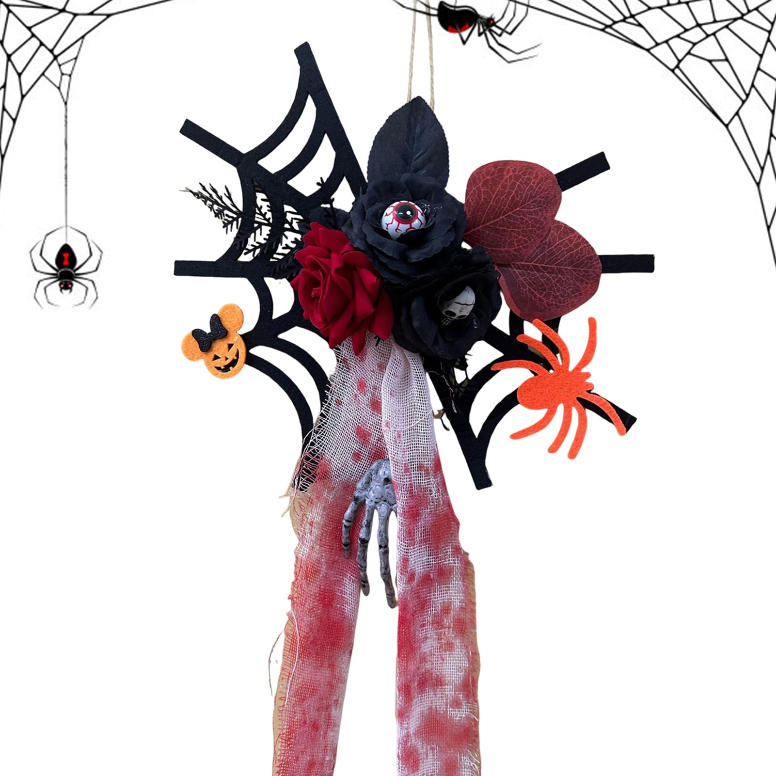 Spinnennetz-Dekoration Rosen-Totenkopf furchterregendes Halloween Ornament