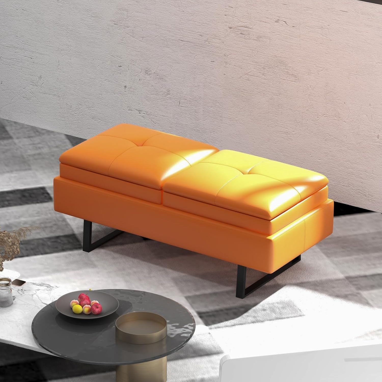 Waiting Room Reception Chairs - Airport Reception Chairs with Arms, Office Guest Chairs for Bank, Hospital, Market... (Orange-2-seat)