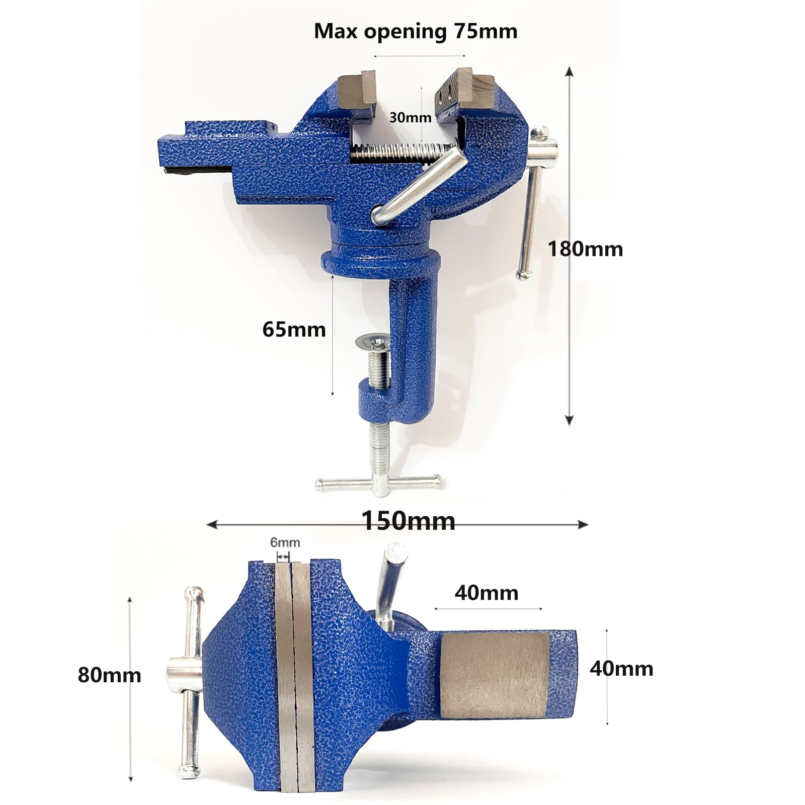 Schraubstock 80mm Schraubstock Klein Drehbar Klemmbar Mini Schraubstock Tischschraubstock für Werkbank