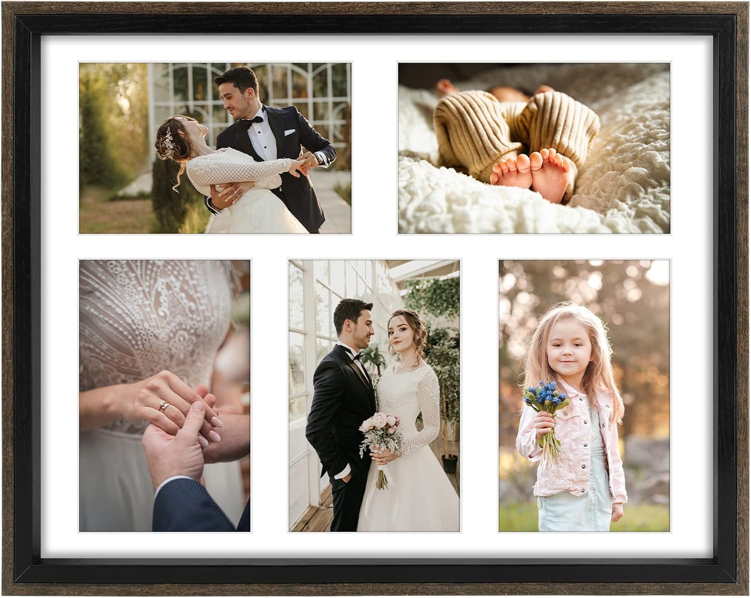 Frametory, 4x6 Five Picture Frame in Black and Walnut