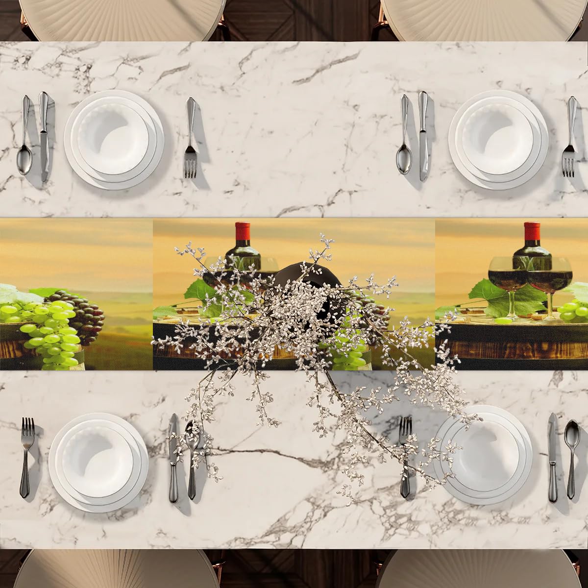 Chemin De Table Boho Lin Vert Bleu Gris Planches Grange Vert Olive Océan Ancre Chemin De Table Salon Printemps Été Automne Hiver Pour Table à Manger Fête Mariage Table De Cuisine 40