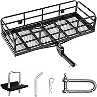VEVOR 60x24x14 Folding Hitch Cargo Carrier Basket - 500 lbs Capacity Steel Rack for 2" SUV Truck Receivers