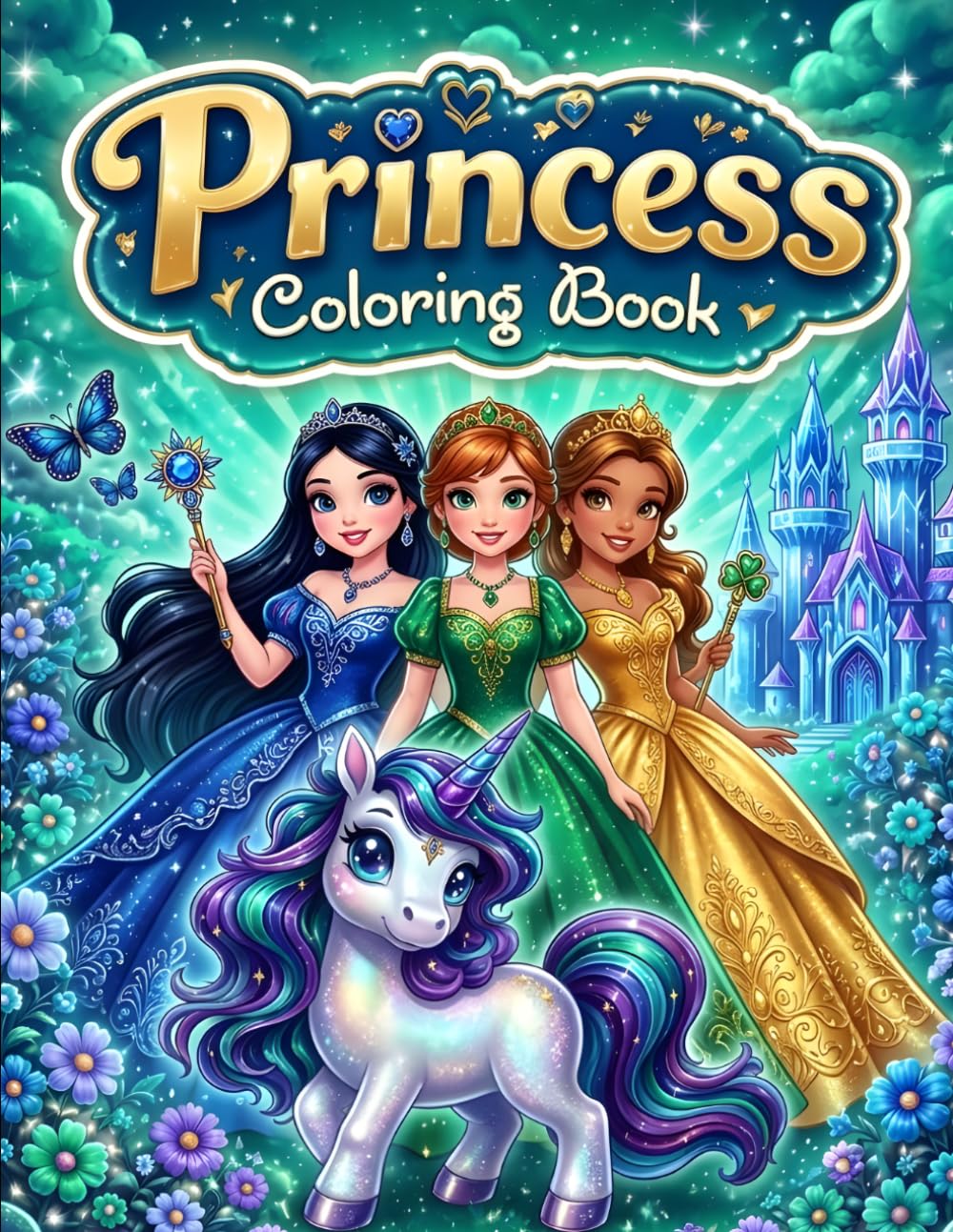 Simple Princess Coloring Book for All Ages: Cute Princesses, Easy Fantasy Coloring Pages & Relaxing Designs – Fun and Stress Relief for Kids, Teens & Adults