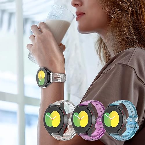 Miniatura 7 de Paquete de 3 correas de reloj transparentes compatibles con Samsung Galaxy Watch 654 1.575 in 1.732 in, Galaxy Watch 5 Pro Band 1.772 inWatch 4