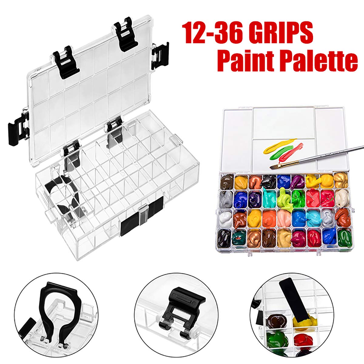 SagaSave Aquarell Box Farbe Palette Box luftdicht 12 Wells Box für Aquarell Gouache Ölgemälde für Reisende Künstler und Studenten