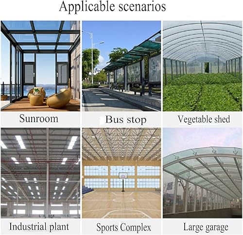 Miniatura 5 de IMPREC Hoja de techo transparente, ignífuga de policarbonato de 0.039 pulgadas, rollo de plástico, protección contra la lluvia y la nieve para techo