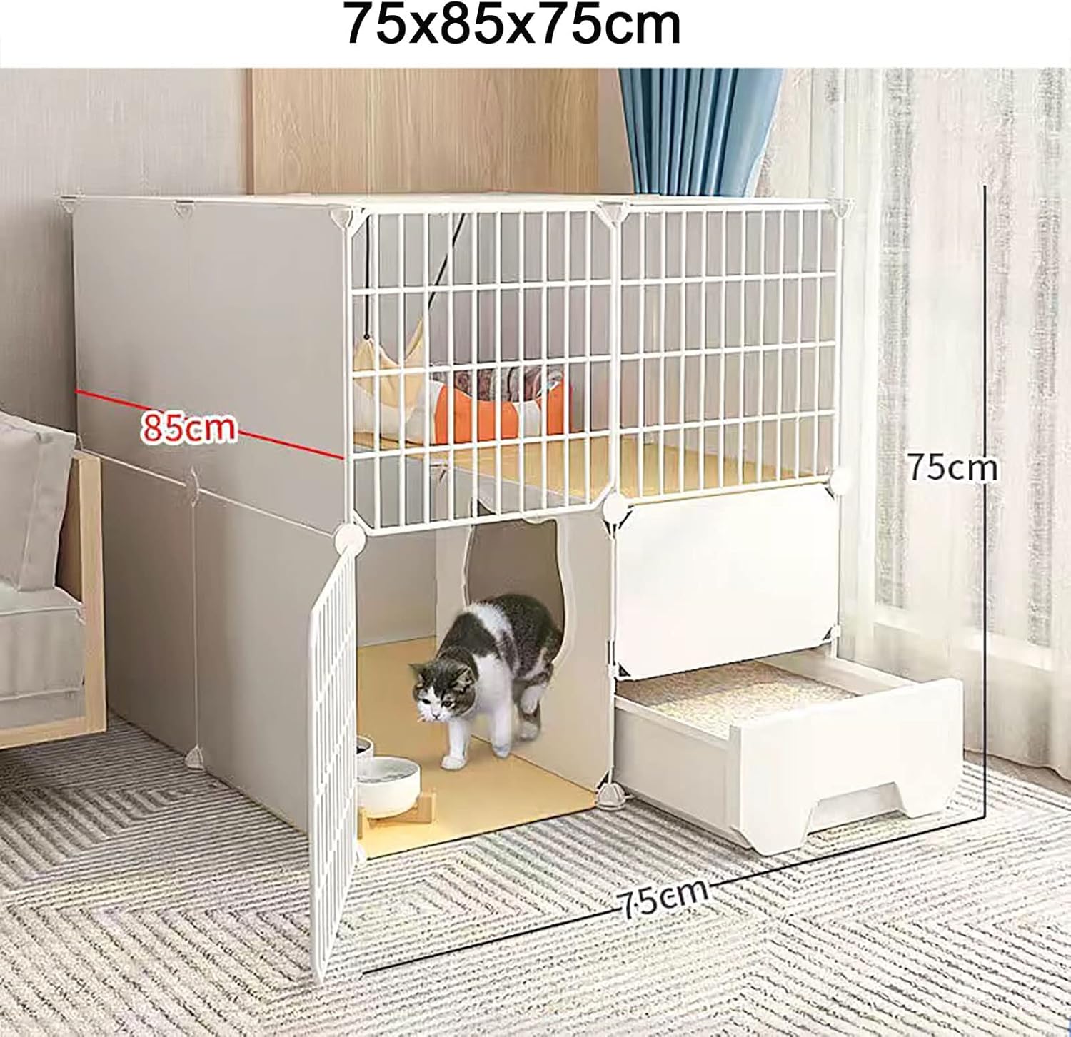 Indoor Cat Cage Playpen - Detachable Metal Wire Enclosure for Cats, Ferrets, and Small Animals - Ideal DIY Kennel for Puppies and Kitties - Perfect for Balconies