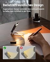 DEWENWILS Újratölthető Olvasólámpa Könyvcsipesszel - Borostyán Fény Kék Fény Szűrővel, 4 Fényerősség, USB Tölthető, Könnyű Hordozható Könyvj 5