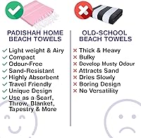 Vista 51 de Oversized Turkish Beach Towel 38’’x71’’ - Set of 2 100% Turkish Cotton Lightweight Sand Free Quick Dry Pool Towels Extra Large Bath Towels for