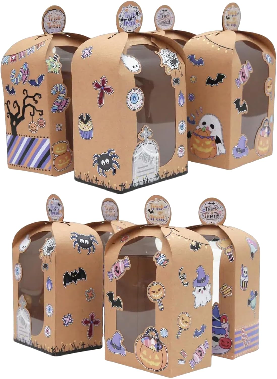 OURBAGIL 24 Pcs Halloween Treat Bags, Candy Gift Boxes with Clear Window image 5