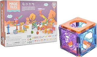 مجموعة مكعبات بناء مغناطيسية ماج بيلد ماجيك تايلز من 108 قطعة للأطفال من عمر 3 سنوات فأكثر من ميجاهيرتز - ألوان متعددة