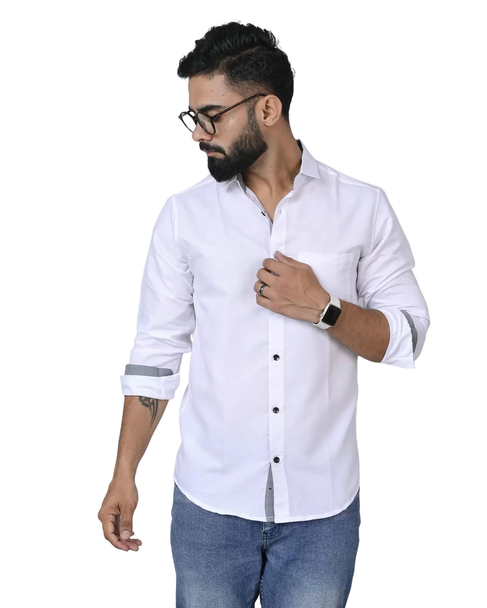 pinkmint Mens Long Sleeve Button Down Shirt for Men Collared Casual Formal Soild Shirt-picture-46