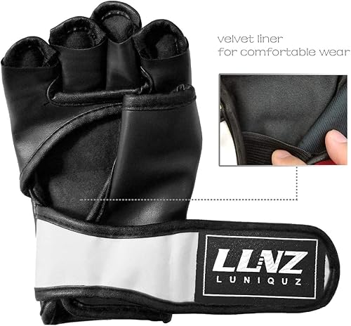 Miniatura 4 de Guantes de artes marciales mixtas para niños, saco de boxeo, boxeo, sparring grappling, medio dedo con acolchado grueso, envoltura larga para la