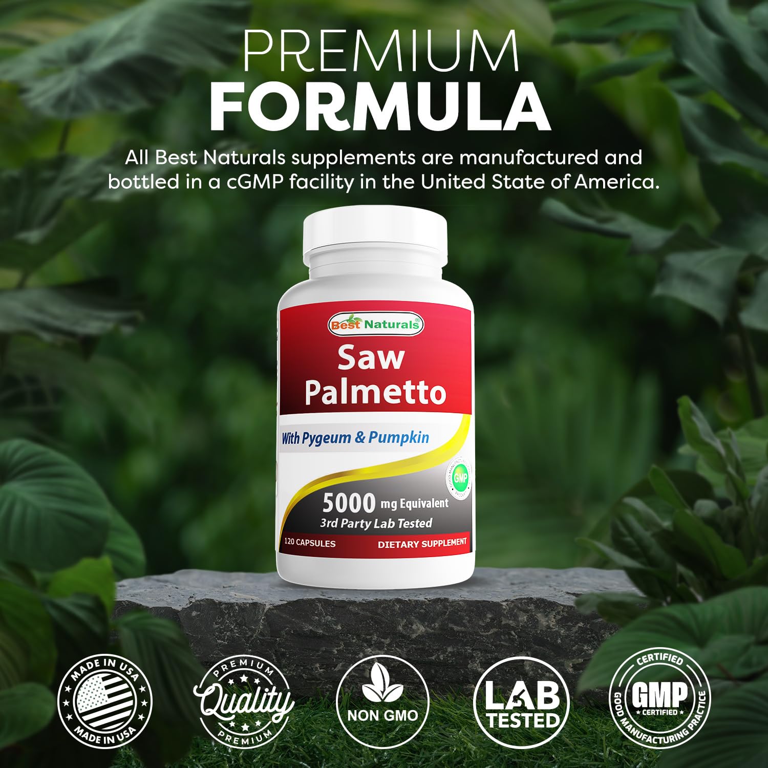 Best Naturals Saw Palmetto 10:1 Extract Prostate Supplements for Men - 120 Capsules - Made with Pygeum Bark 4:1 Extract & Pumpkin Seed Powder — Amazon image 5