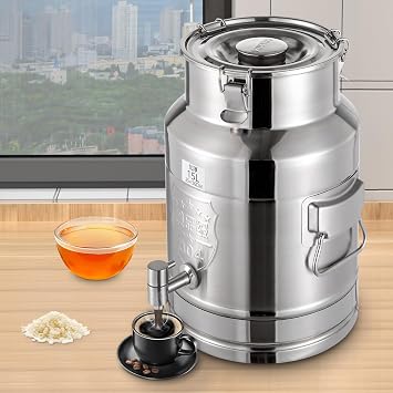15L 3.96 Gal Stainless Steel Water Dispenser - 304 Food-Grade Beverage Dispenser with Locking Spigot & Sealed Lid, Commercial Milk/Wine/Coffee Storage for Home/Farm/Kitchen Use