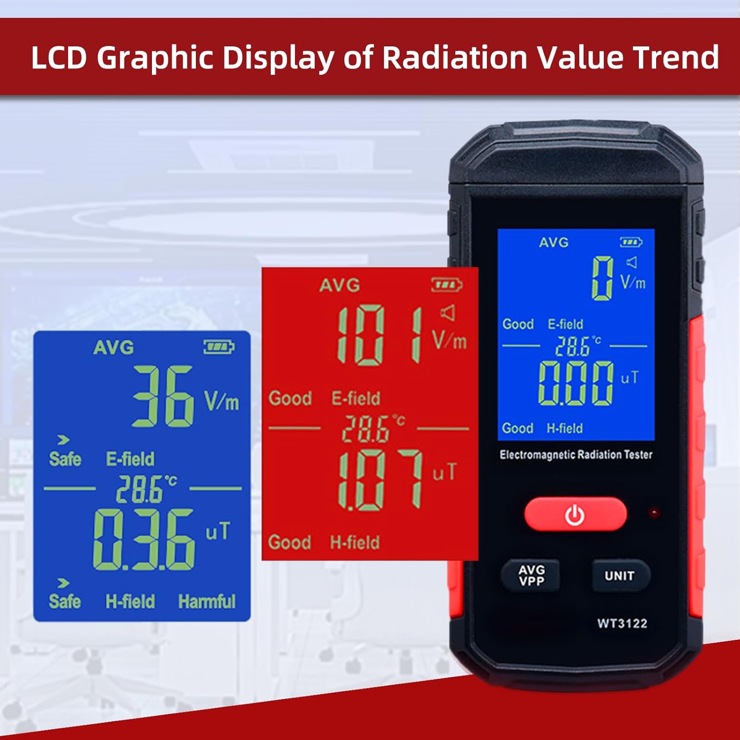 EMF Detector Meter, Handheld Electric and Magnetic Field Detector, Digital Trifield Emf Meter, Sound and Light Alarm, Radiation for Office, High Voltage Line, Radiation Protection Products