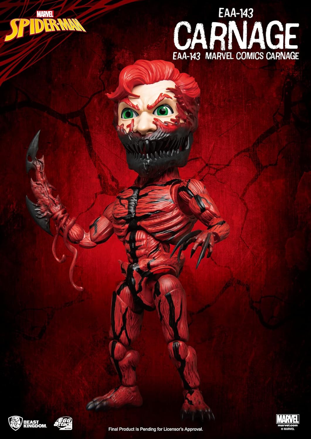 Beast Kingdom Marvel Comics: Carnage EAA-143 Egg Attack Action Figure, Multicolor