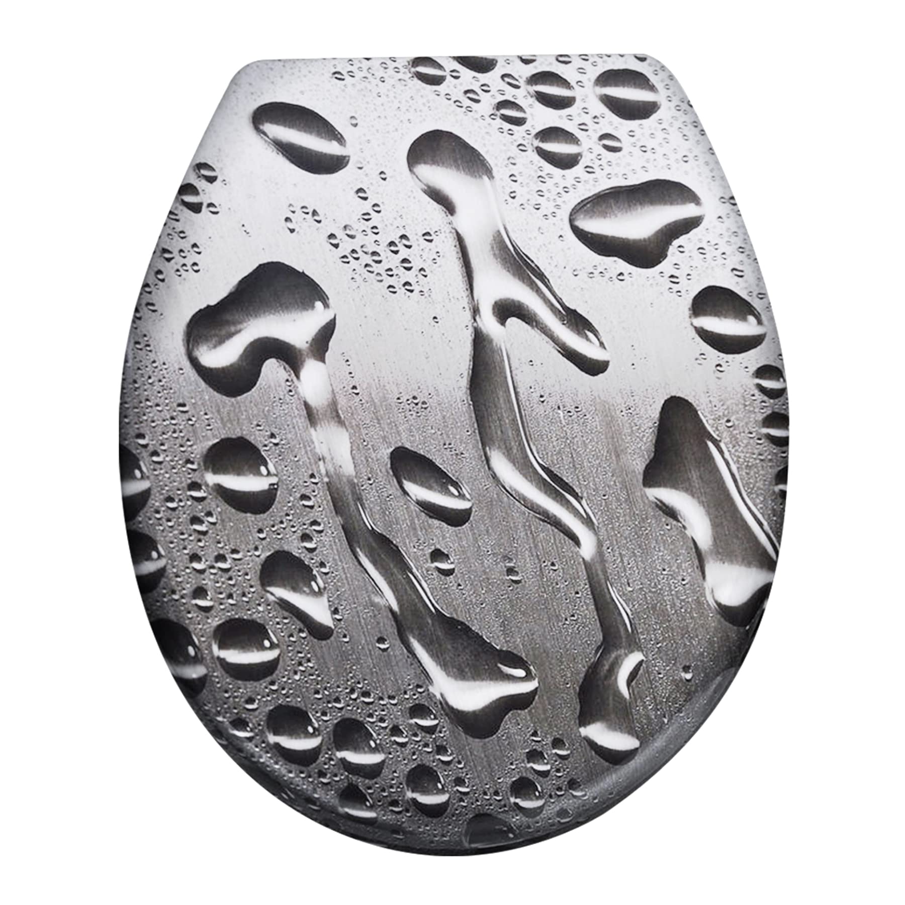 Froadp Tapa de inodoro con dispositivo automático de descenso lento, Asiento Inodoro, apto para todos los inodoros comunes, varios diseños a elegir (gotas de agua)
