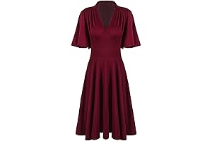 Women's 1920s Vintage V-Neck Sleeved Swing Dress for Evening or Cocktail Parties