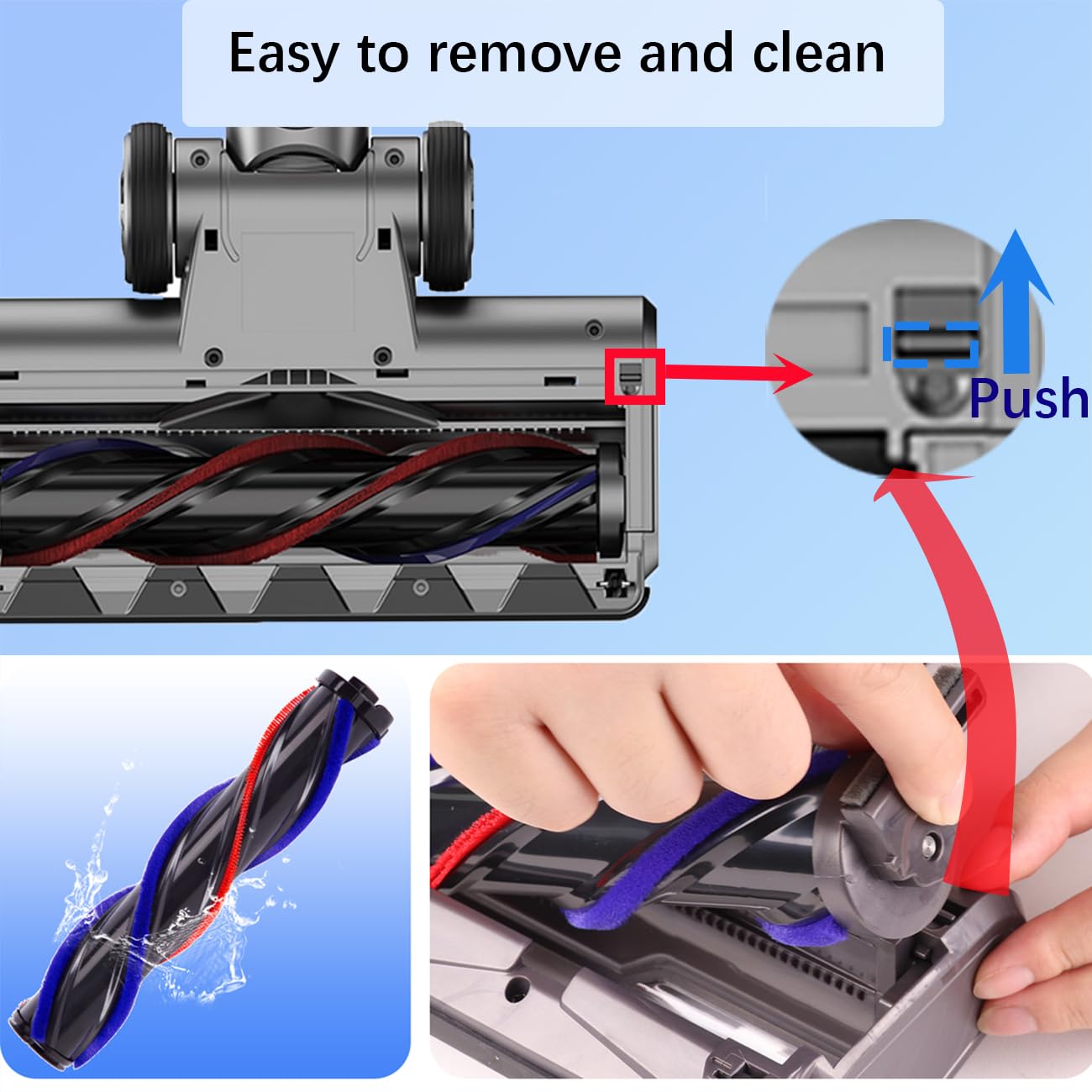 Cepillo para Dyson V7 V8 V10 V11 V15 | Boquilla Motorizada con LED, Potente Succión, Giro 150° para Alfombras y Pisos Duros