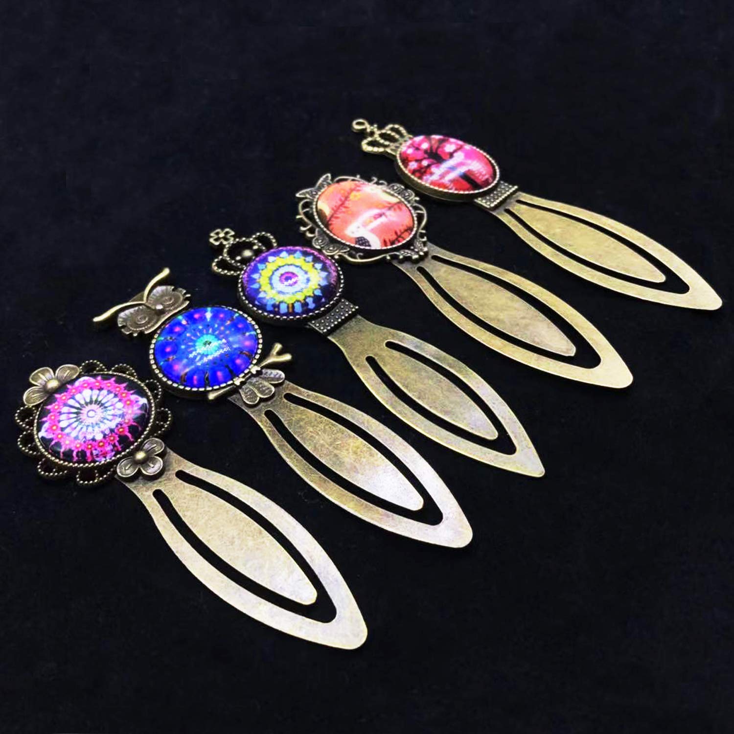 Allazone 14 PCS Plateaux Pendentifs Signets Avec Coupoles En Verre Transparent - Kit Création Marque-Pages Personnalisés