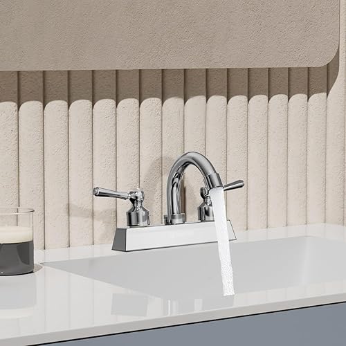 Miniatura 7 de SOLVEX Centerset SP-40001-2 - Grifo de baño de 2 manijas de 4 pulgadas, 3 agujeros, níquel cepillado, grifo de lavabo de baño con montaje en