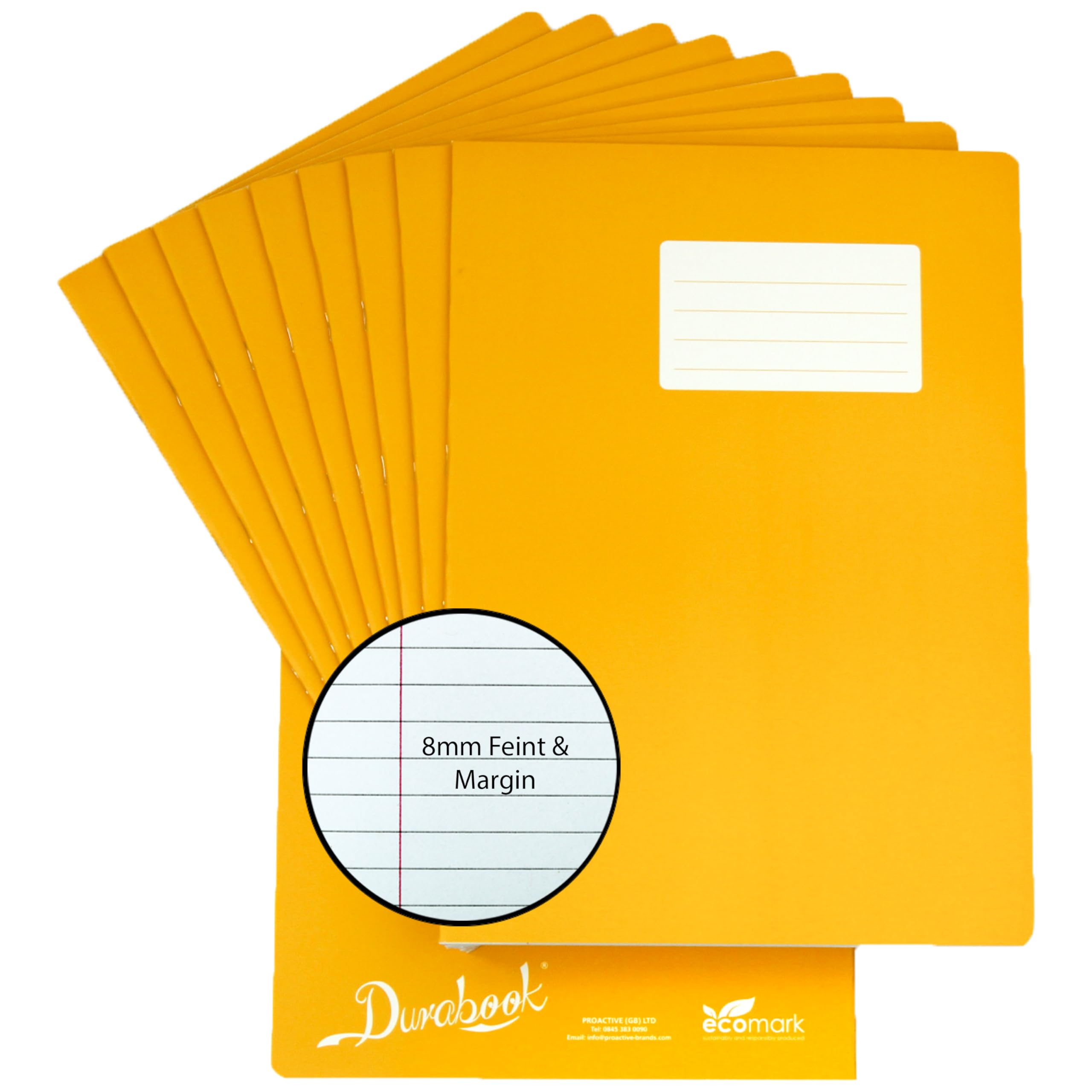 Durabook A4 8mm F&M Orange Exercise Books Pack of 10, 80 Page School Exercise Book
